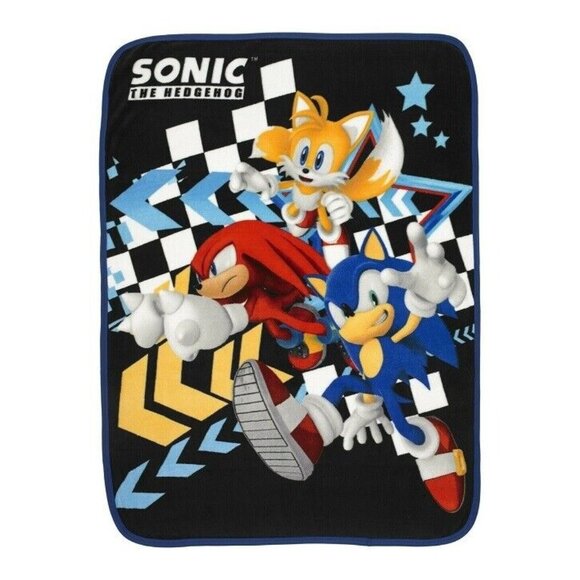 New Tails and Sonic the Hedgehog Fleece Throw Gift Blanket Sega Video Game SOFT - Picture 1 of 3